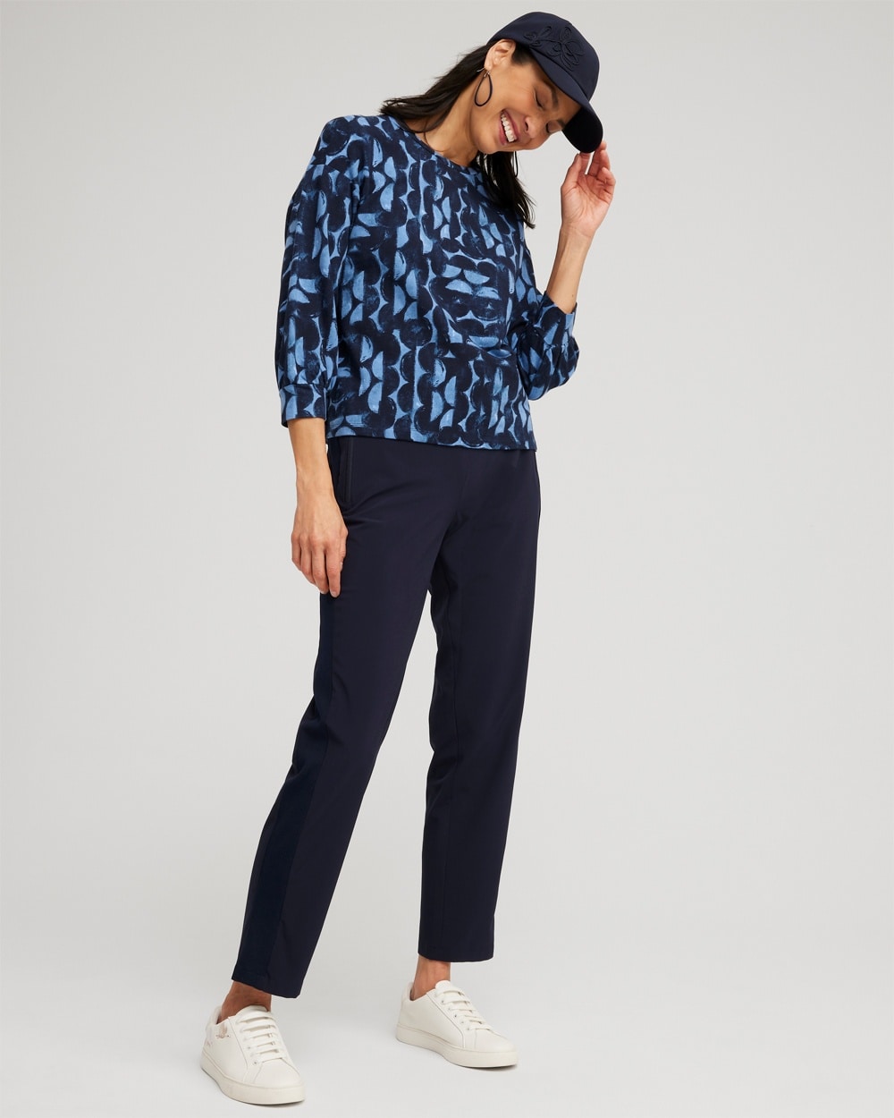 Chico's Tops | Zenergy® Half Moon Print Sweatshirt Classic Navy