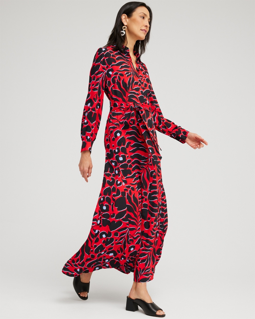 Chico's Dresses & Skirts | Mixed Heart Print Shirt Dress Black