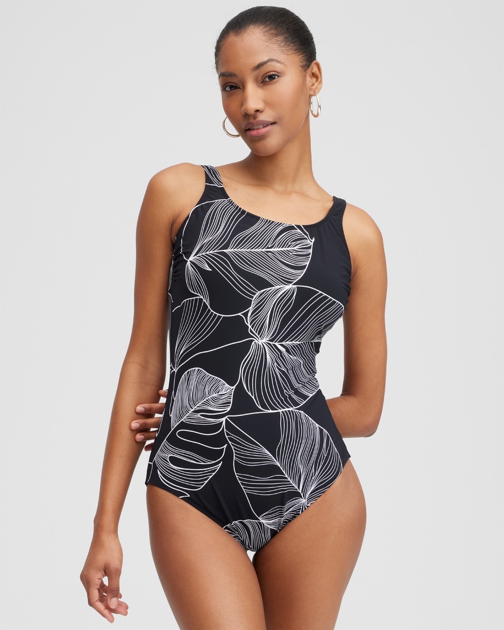 Chico's Swim | Square Neck One Piece Swimsuit Black/White