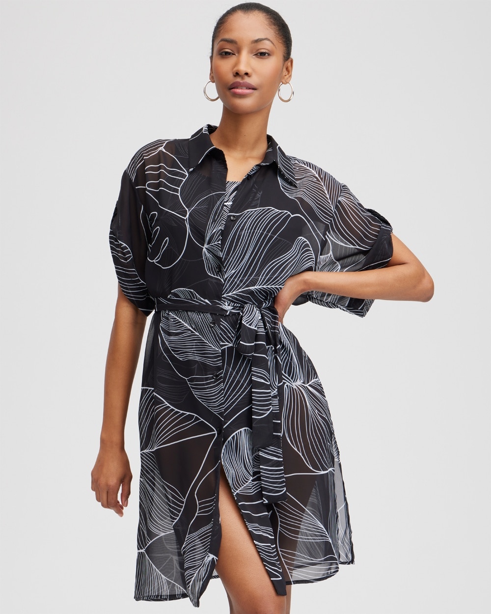 Chico's Swim | Button Down Coverup Black/White