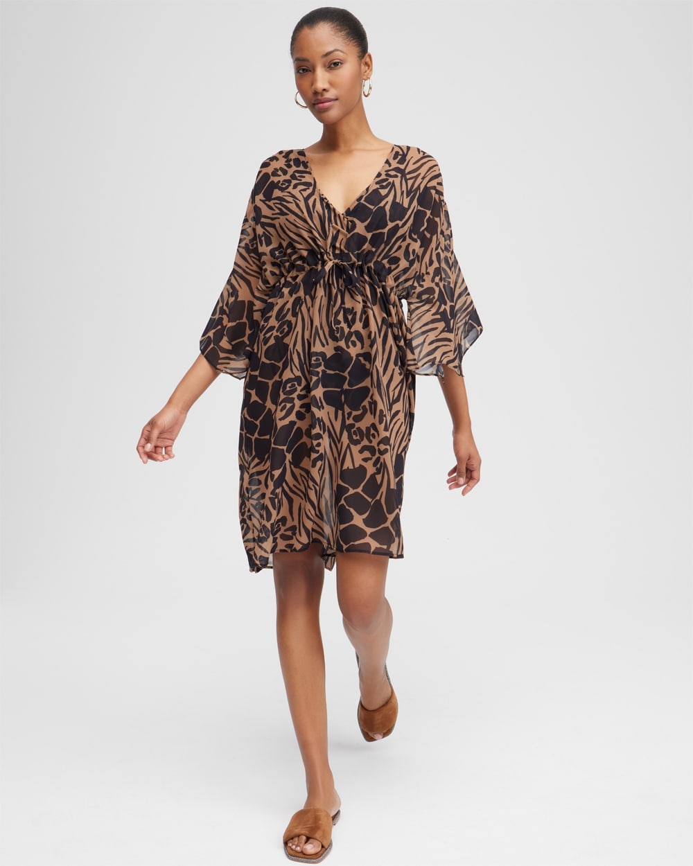 Chico's Swim | Animal Print Coverup Black/Brown