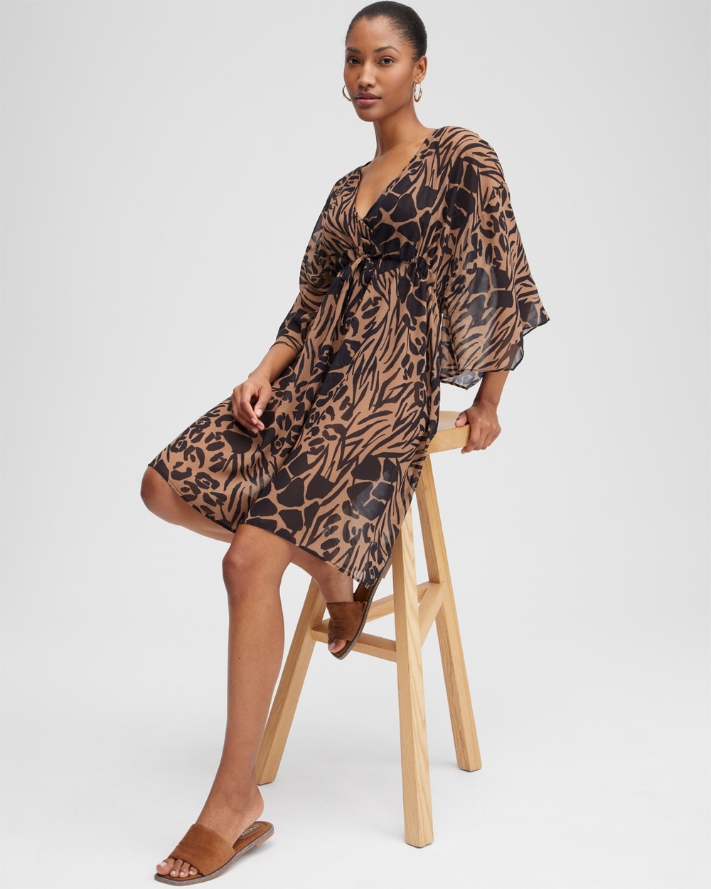 Chico's Swim | Animal Print Coverup Black/Brown