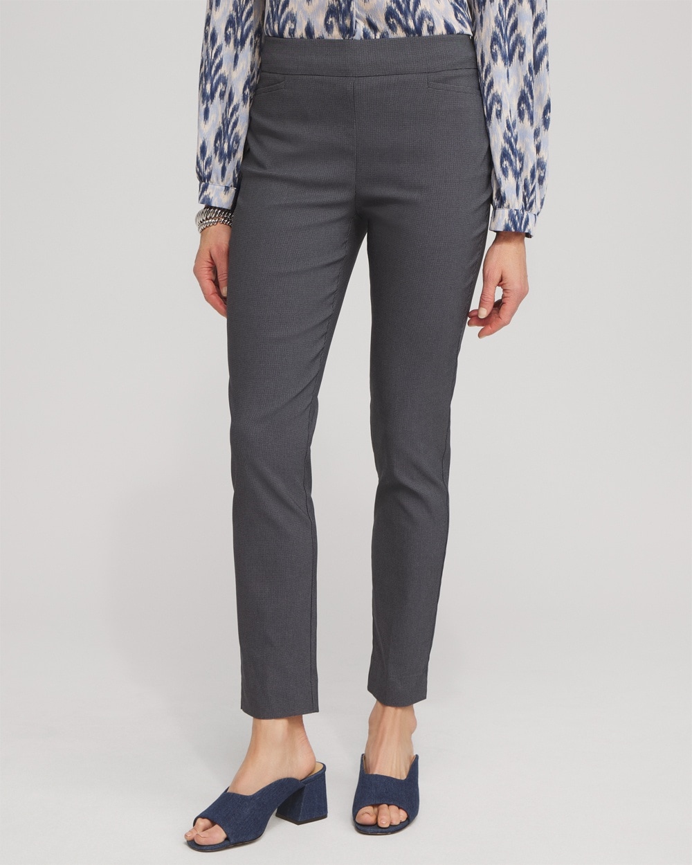 Chico's Dresses & Skirts | Brigitte Checkered Grommet Ankle Pants Classic Navy