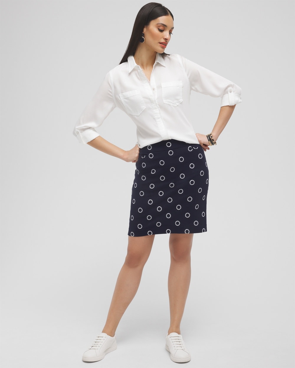 Chico's Dresses & Skirts | Brigitte Embroidered Skort Ink