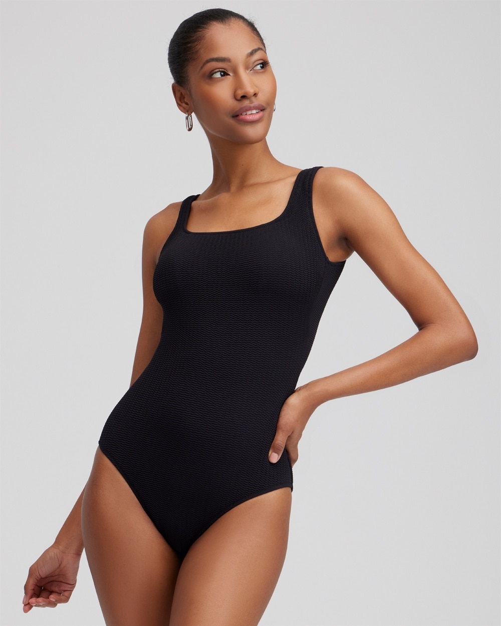 Chico's Swim | Gottex Square Neck One Piece Swimsuit Black