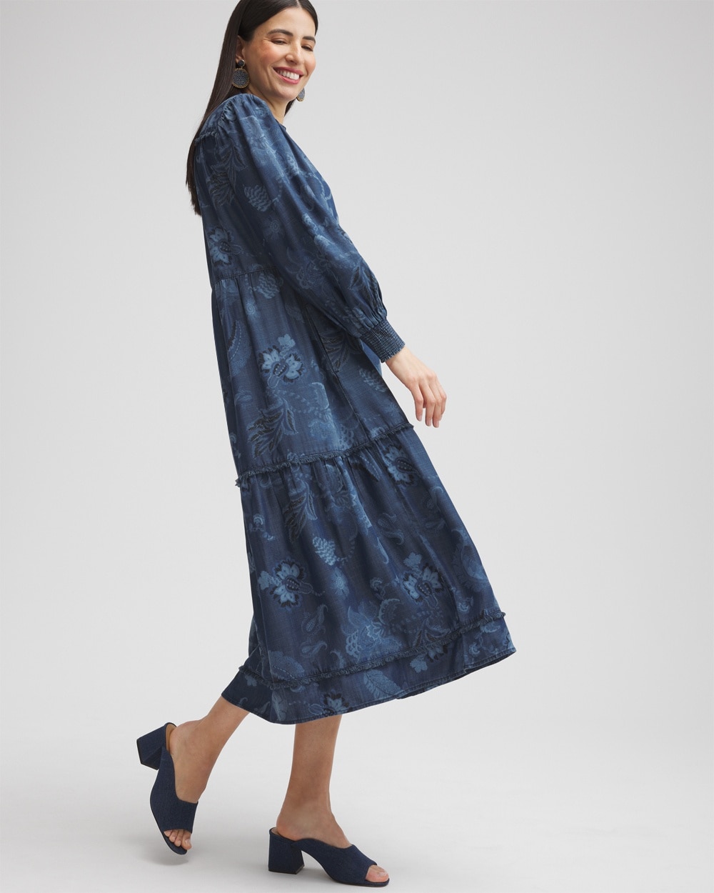 Chico's Dresses & Skirts | Chambray Fray Trim Tunic Dress Denim