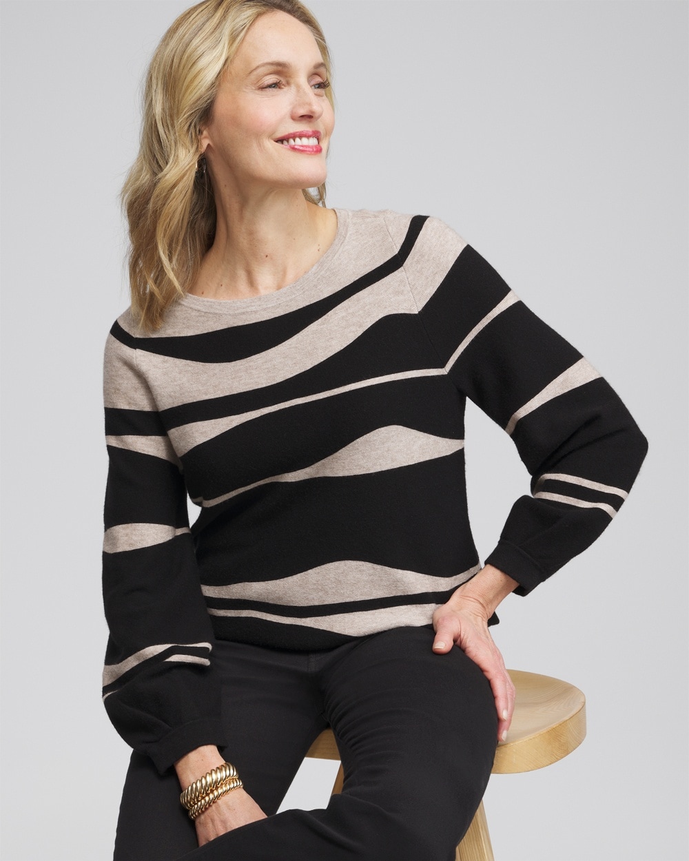 Chico's Sweaters | Lantern Sleeve Pullover Sweater Black