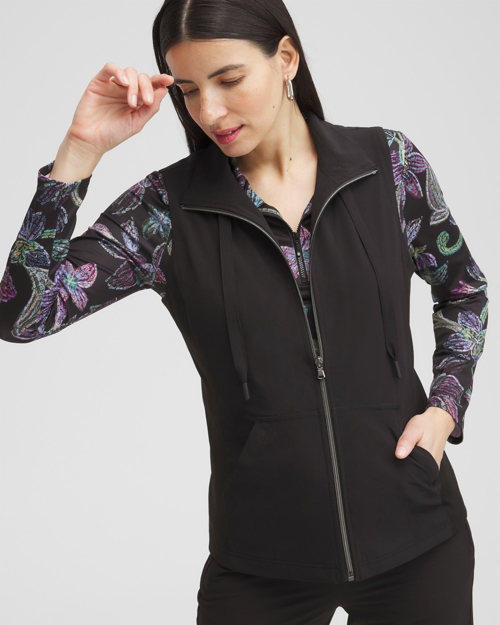 Chico's Jackets & Coats | Zenergy® Neema Rib Mix Vest Black