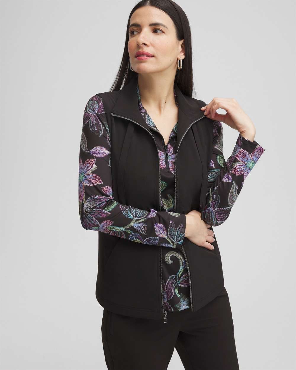 Chico's Jackets & Coats | Zenergy® Neema Rib Mix Vest Black