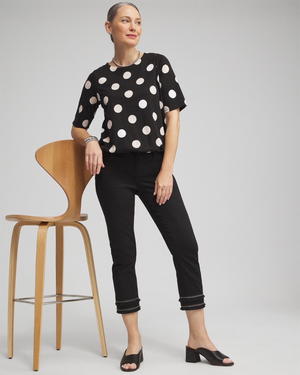 Chico's Jeans & Denim | Girlfriend Embellished Hem Crops Black