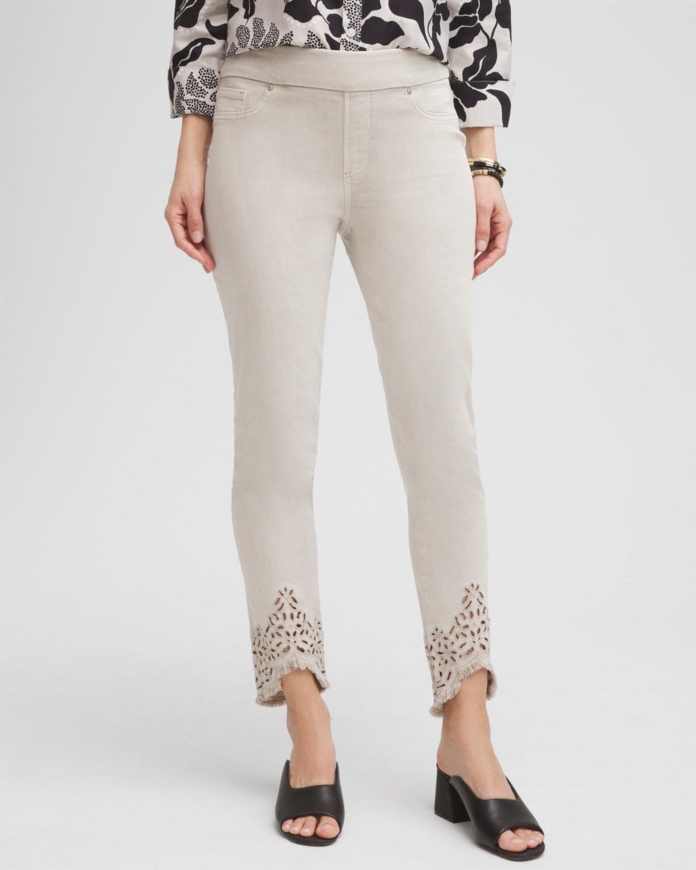 Chico's Jeans & Denim | Eyelet Tulip Hem Pull-on Ankle Jeggings HEATHER CH