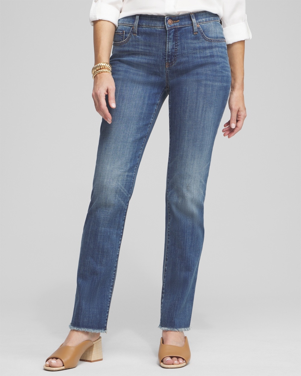 Chico's Jeans & Denim | Girlfriend Fray Hem Jeans Royal Street Indigo