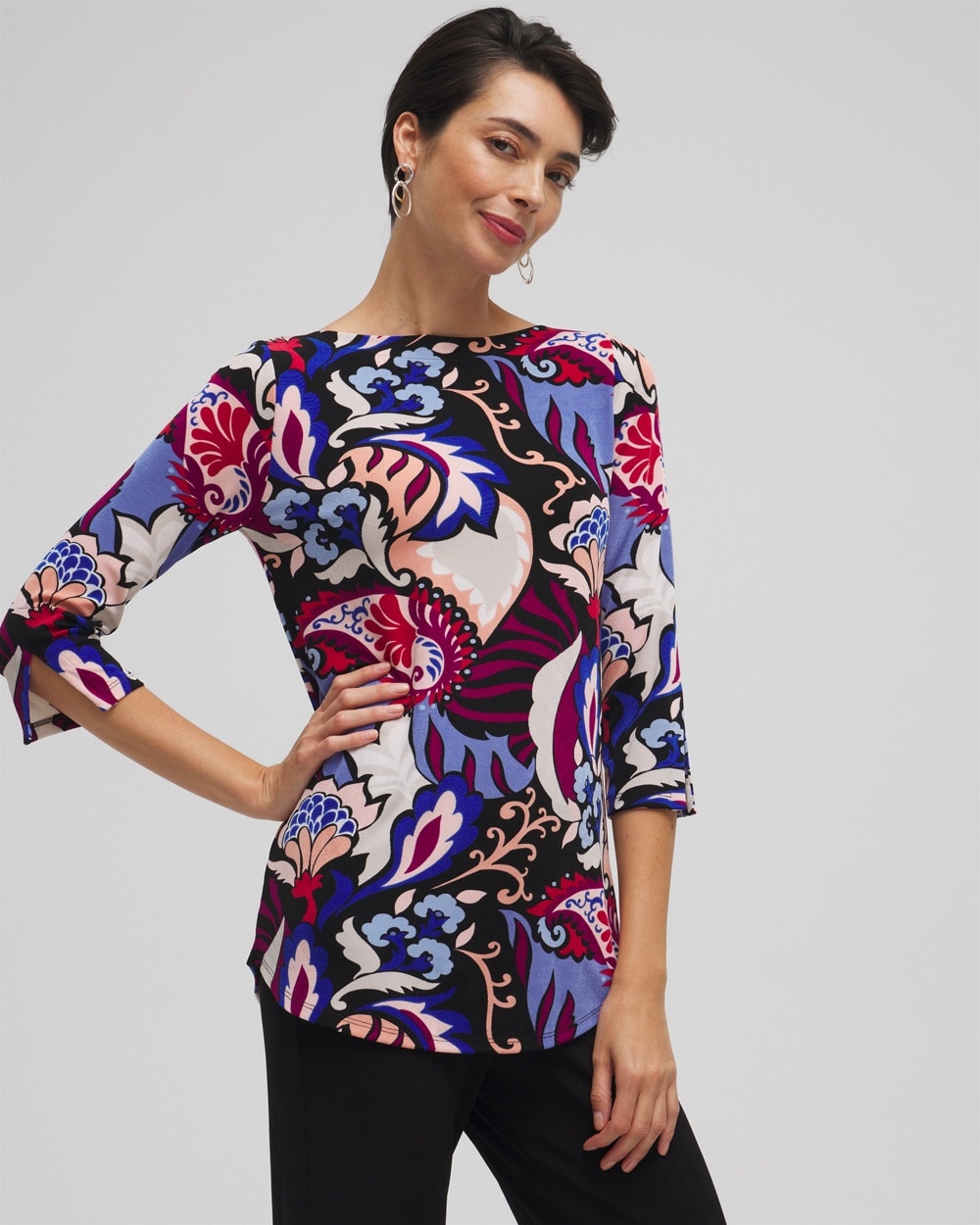 Chico's Tops | Travelers™ Paisley Tunic Fresh Plum