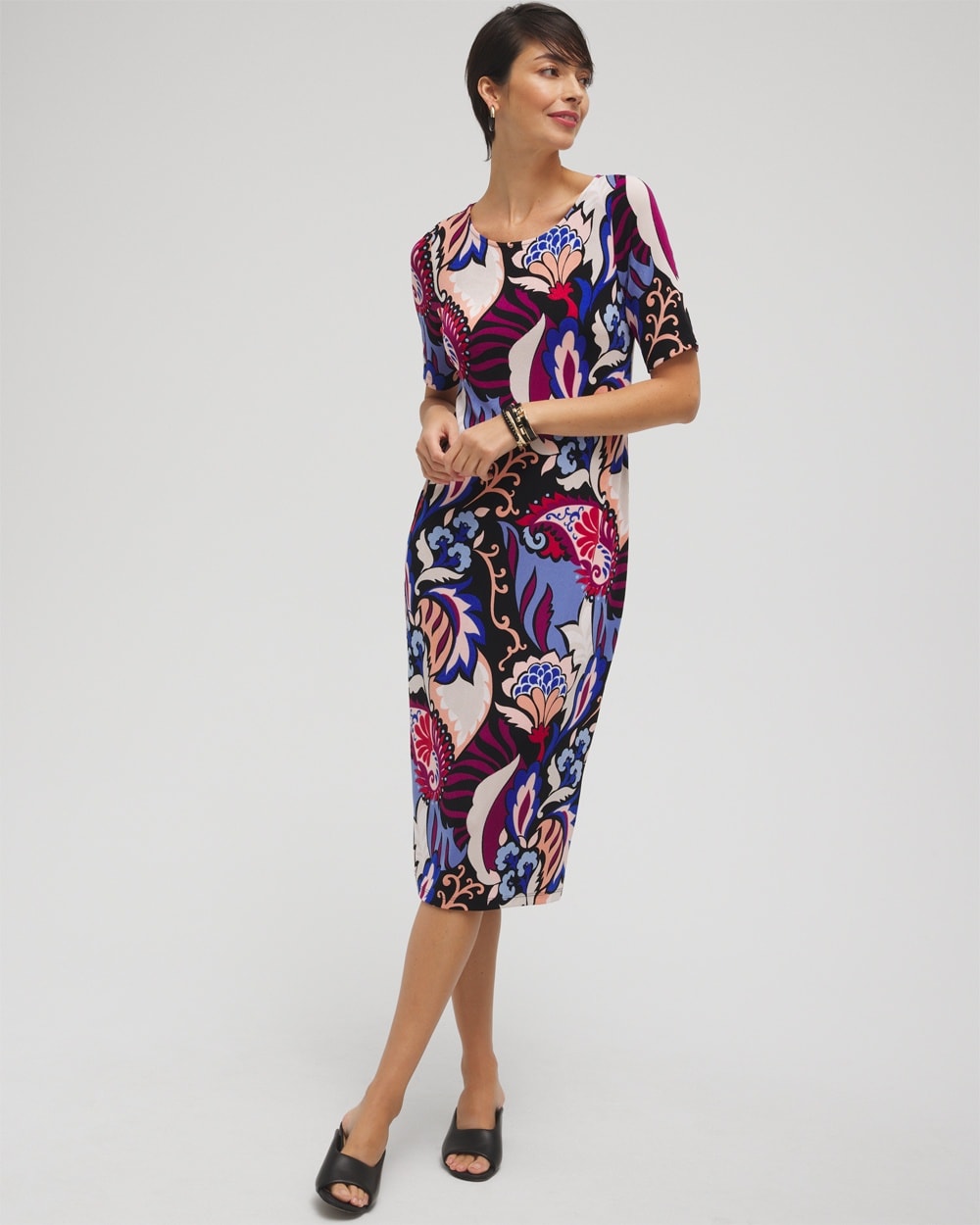 Chico's Dresses & Skirts | Travelers™ Paisley Classic Dress Fresh Plum