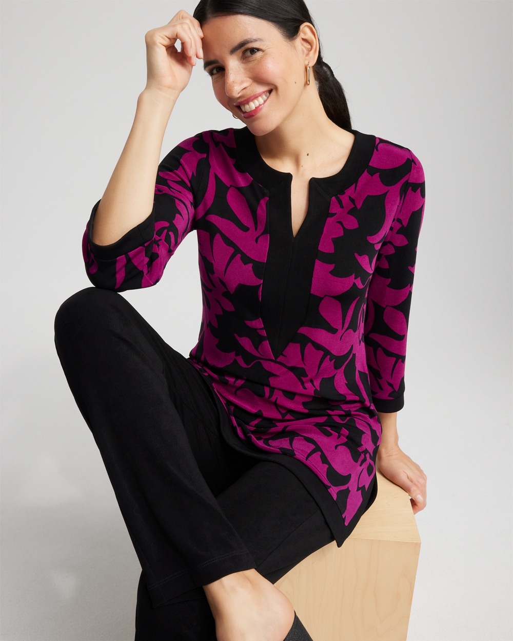 Chico's Tops | Travelers™ Long Sleeve Kurta Fresh Plum