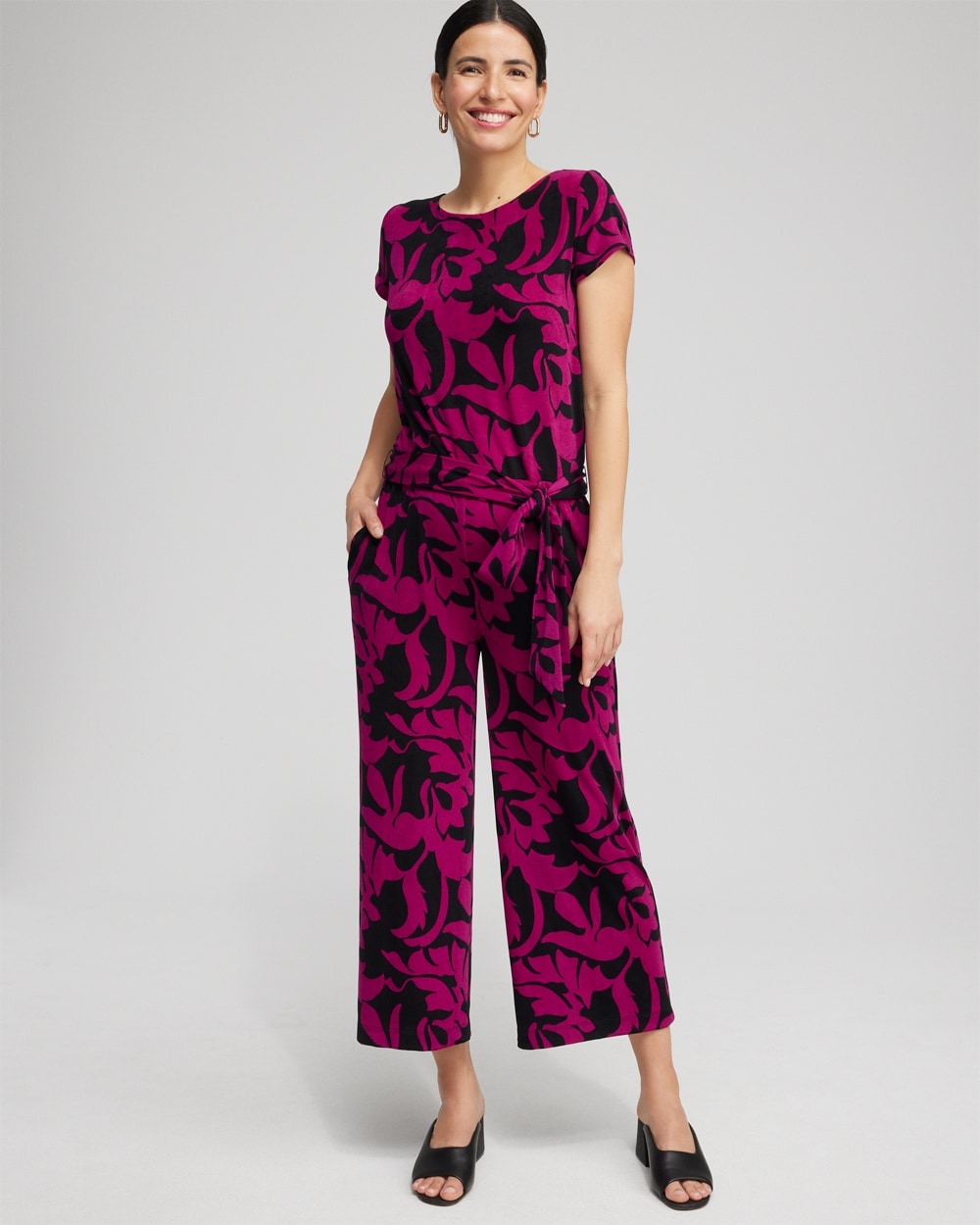 Chico's Dresses & Skirts | Travelers™ Belted Jumpsuit Fresh Plum