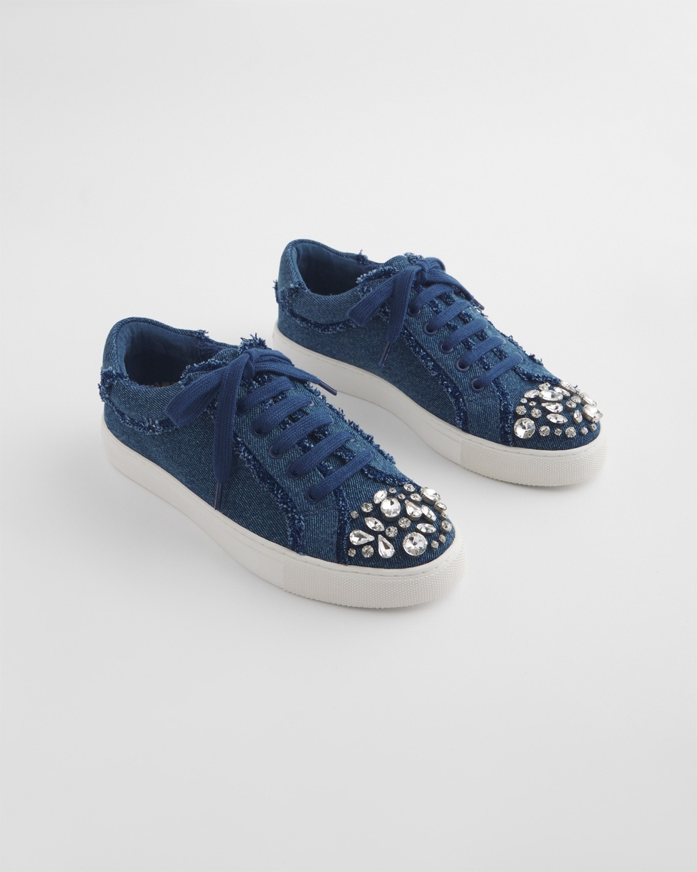 Chico's Ponchos & Ruanas | Embellished Denim Sneakers Dark Denim