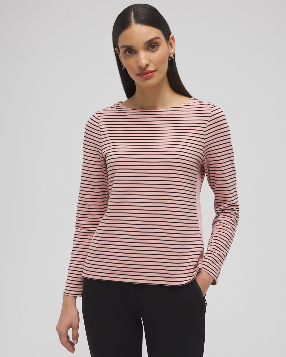 Chico's Tops | Zenergy® Block Stripe Sweatshirt French Blush