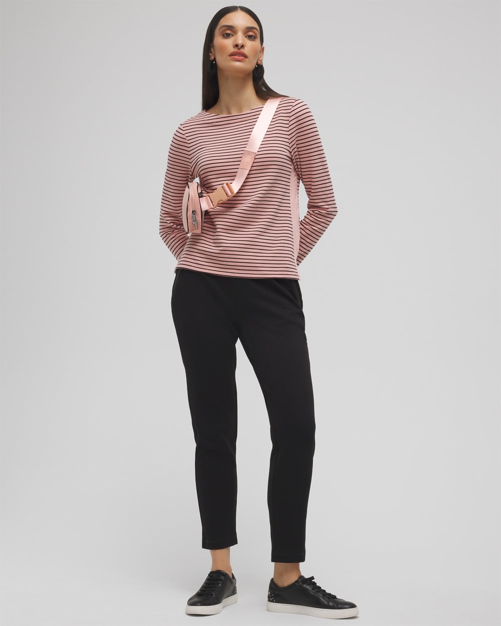 Chico's Tops | Zenergy® Block Stripe Sweatshirt French Blush