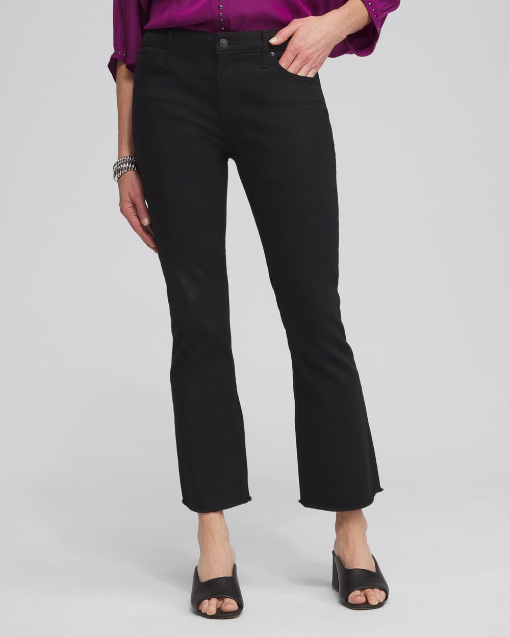 Chico's Jeans & Denim | Girlfriend Fray Hem Kick Flare Jeans Black