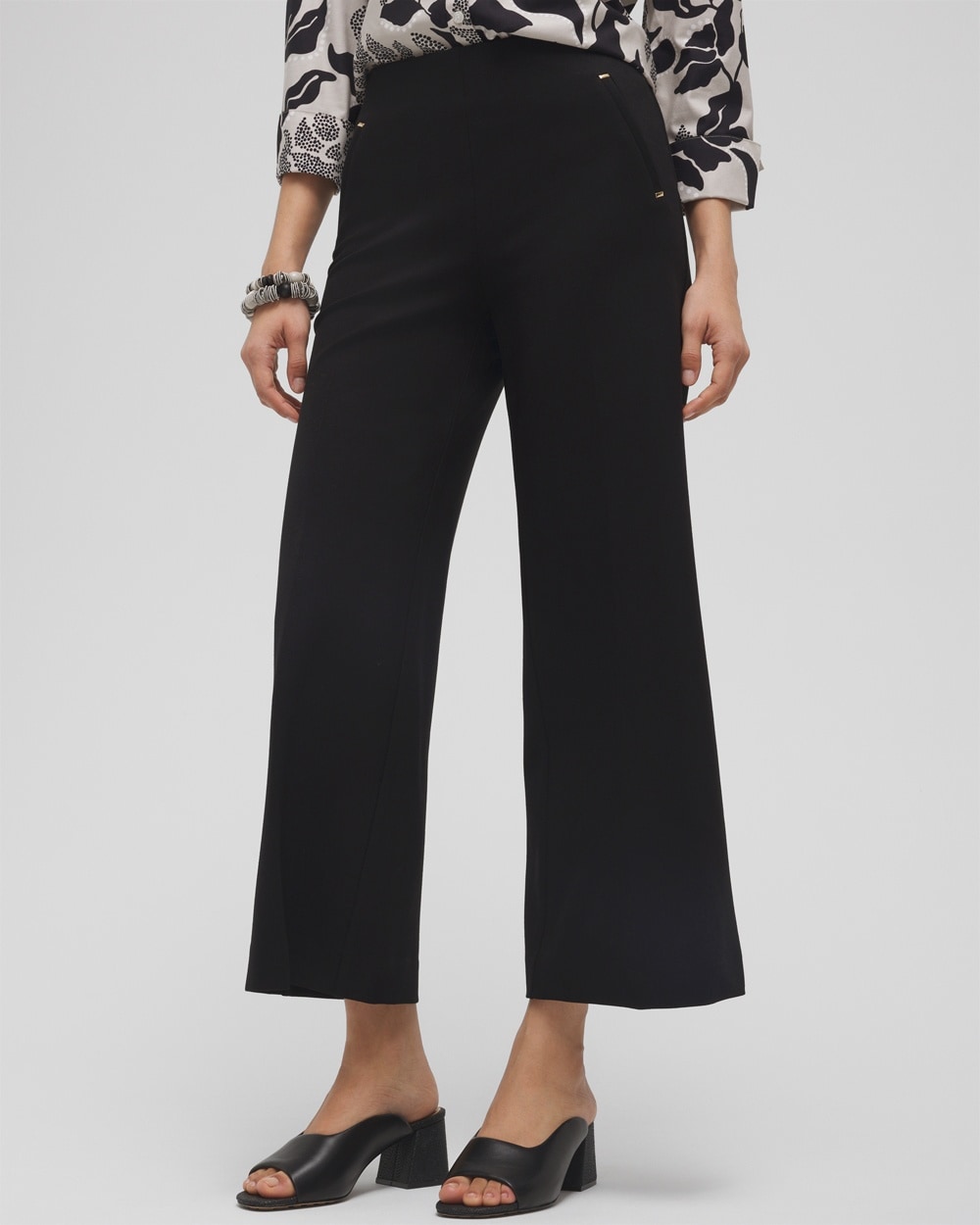 Chico's Dresses & Skirts | Juliet Ponte Wide Leg Crops Black