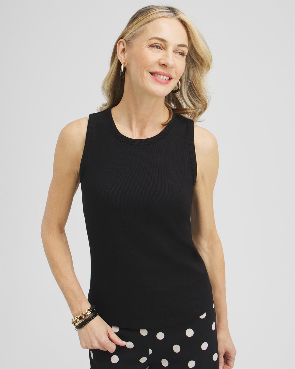 Chico's Tops | Ribbed High Neck Tank Black