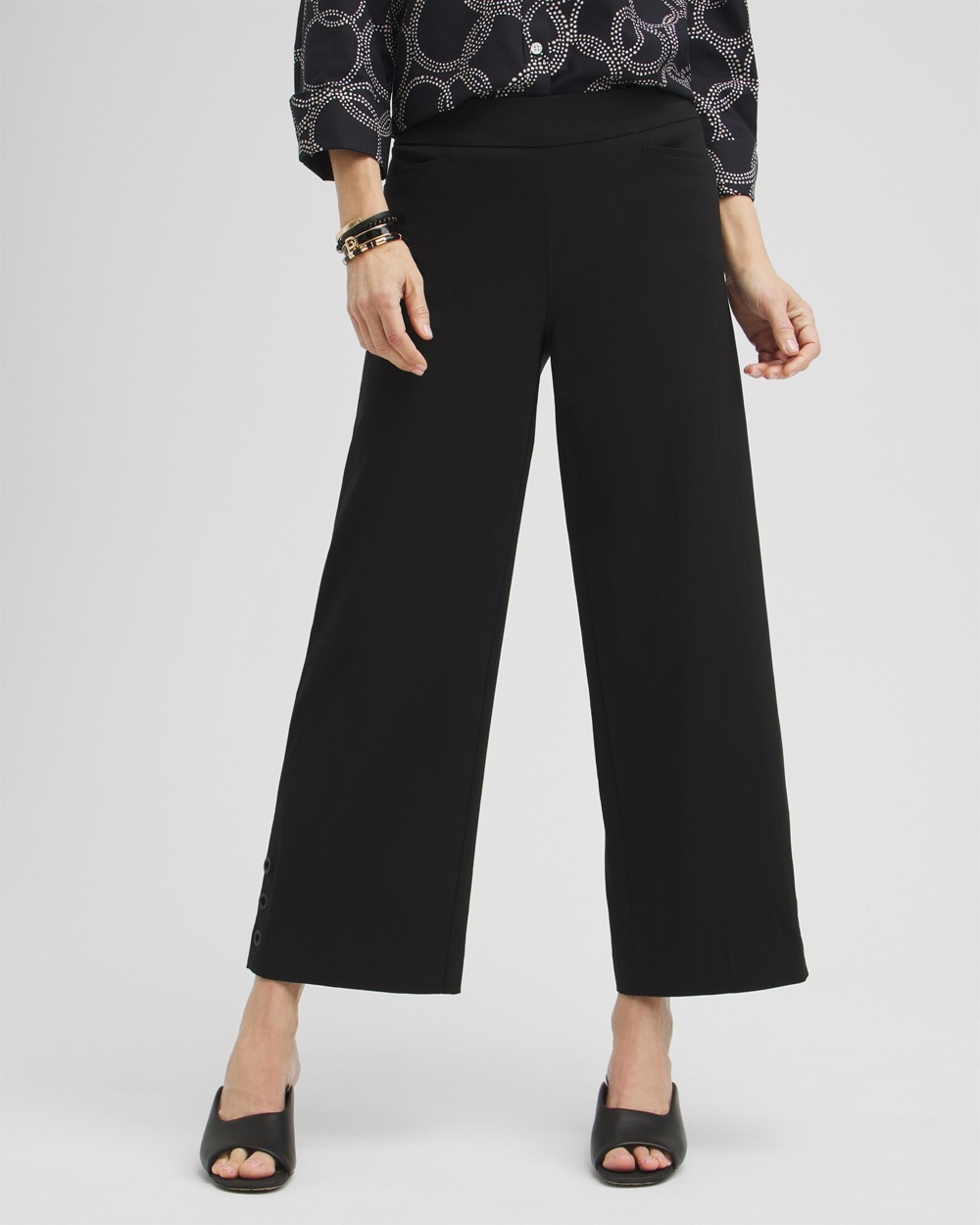 Chico's Dresses & Skirts | Brigitte Grommet Wide Leg Pants Black