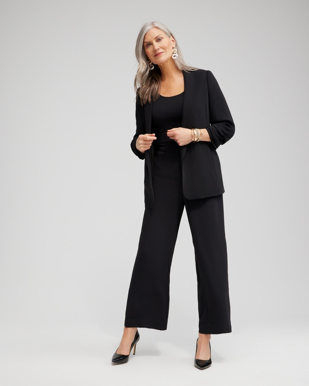 Chico's Jackets | Petite Wide Leg Soft Pants Black