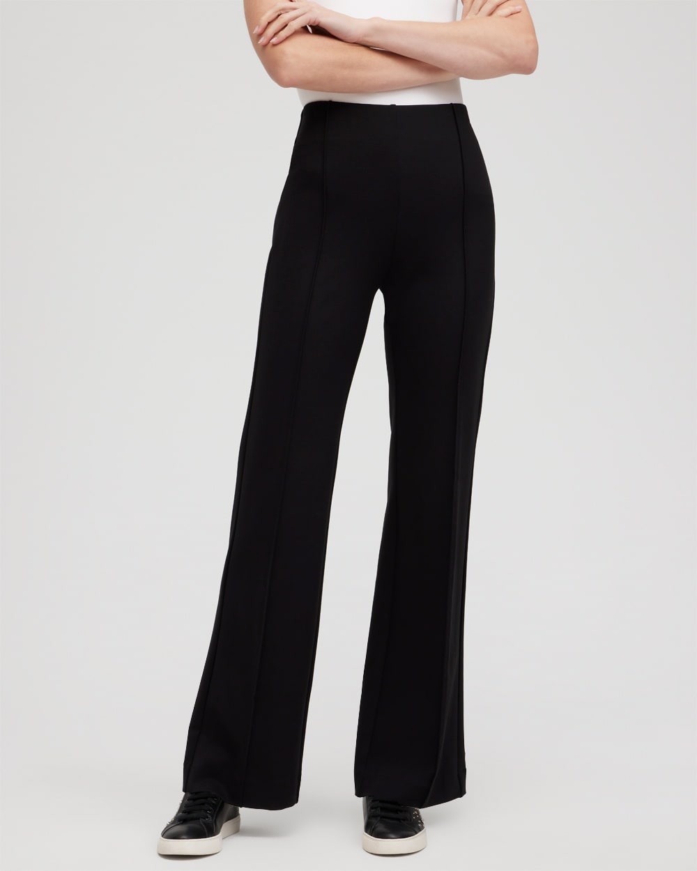 Chico's Pants | Ponte Pintuck Wide Leg Pants Black