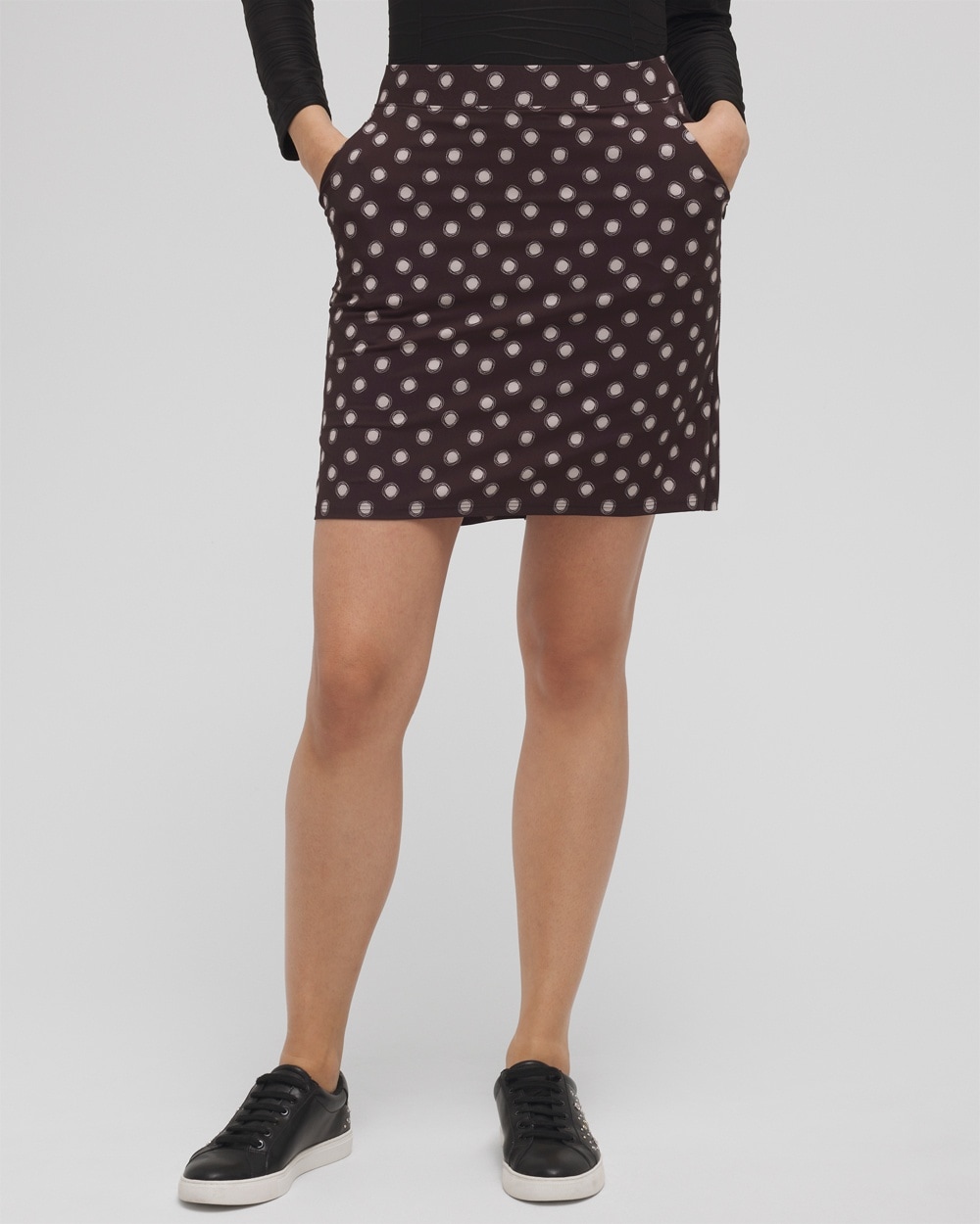 Chico's Dresses & Skirts | Zenergy® UPF Dots Back Pleat Skort Black