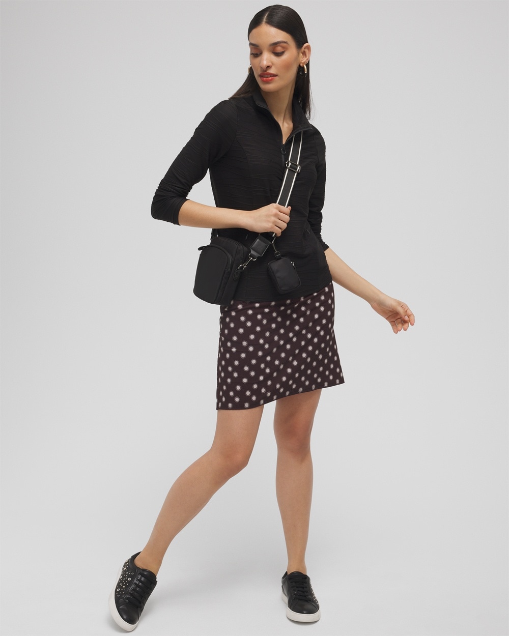 Chico's Dresses & Skirts | Zenergy® UPF Dots Back Pleat Skort Black