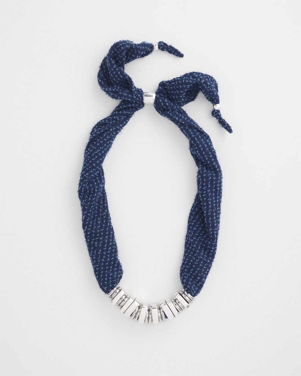 Chico's | Adjustable Denim Scarf Necklace Blue Multi