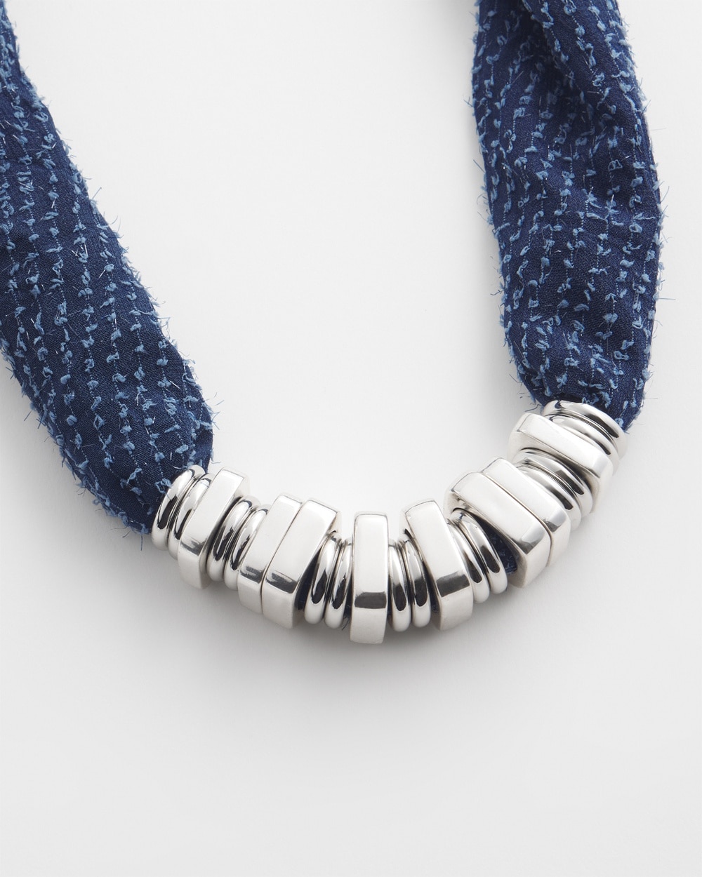 Chico's | Adjustable Denim Scarf Necklace Blue Multi